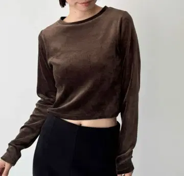 캐널진 엘마르 미사용 새상품 택 포함 크롭 벨로아 T 브라운