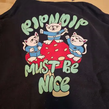 RIPNDIP 네이비 후드티 고양이 디자인