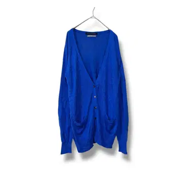 그린 라벨 울 혼방 니트 가디건 블루 겉옷 긴팔 무지