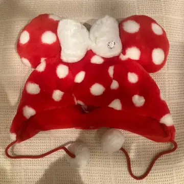 미니 마우스 귀도리 모자 빨간색