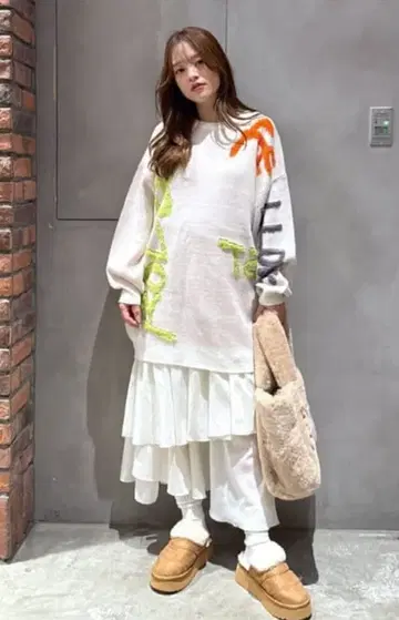 로데오 크라운 레터링 로고 니트 원피스