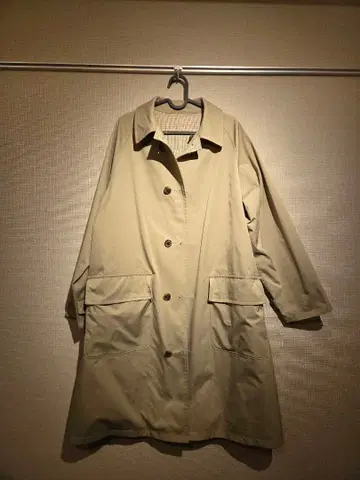 SHIPS 베이지 무지 체크 무늬 리버서블 트렌치코트 S