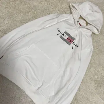 TOMMY HILFIGER 후드티 풀오버 화이트 M 프린트