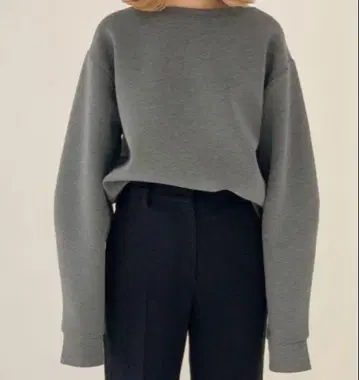 ENOF 종이상자 니트 볼륨 소매 풀오버 그레이