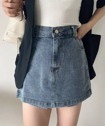 심플 사다리꼴 데님 치마바지