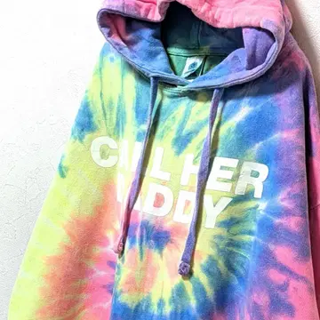 컬러톤 콜하더디 올 패턴 후드 맨투맨 타이다이 L 구제 의류