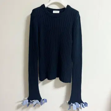 IRENE 리본 리브 니트 네이비