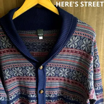 [ 새상품급 ] HERE'S STREET 호두 버튼 스노우 패턴 가디건