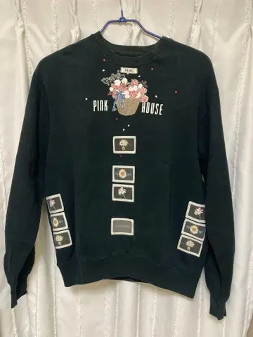 레어 핑크하우스 맨투맨, 블랙 L 사이즈