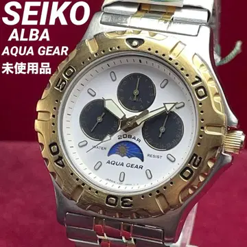 레어 미사용 90s SEIKO ALBA 아쿠아 기어 문페이즈 다이버