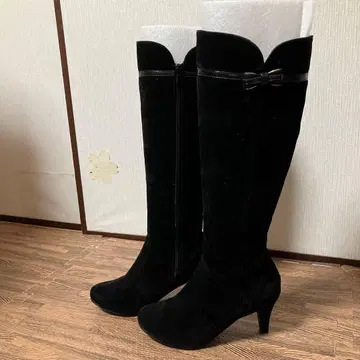 [ 3회 사용 ] 블랙스 스웨이드 롱 부츠