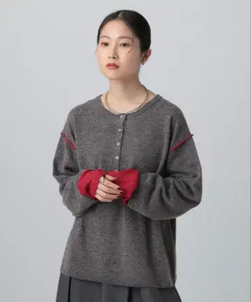 LEPSIM 12 게이지 헨리 레이어 풀오버 차콜 그레이