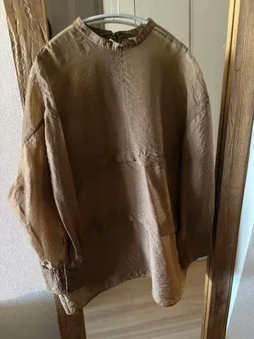 Clane 브라운 시스루 긴팔 셔츠