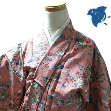 C40 치도리야 기모노 코몬 워셔블 기모노 화학 섬유 꽃 핑크 톨 사이즈