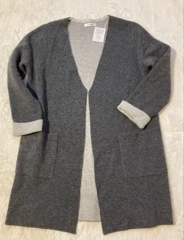 PINORE 캐시미어 혼방 그레이 가디건 코트