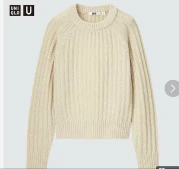 로우 게이지 크루넥 스웨터 UNIQLO U 아이보리 긴팔 니트