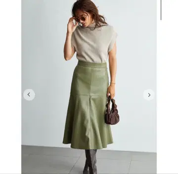 인조 가죽 머메이드 미디 스커트 milaowen frayi.d