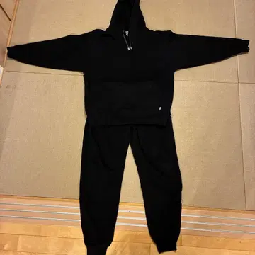 PRO CLUB XL 블랙 후드 부착 후드티, 맨투맨 팬츠 세트