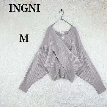 [잉그] 긴팔 니트 V넥 택 포함 크로스 디자인 M 그레이지