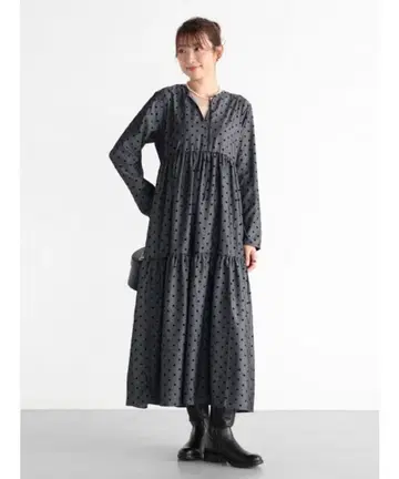 Vin 도트 무늬 롱 원피스 야마다야