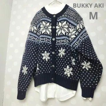 빈티지 긴팔 니트 가디건 노르딕 울 BUKKY AKI