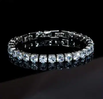 glitter 체인 팔찌 초와이드 Silver925 모이사나이트 6mm