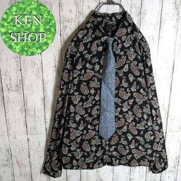 넥타이 셔츠 블랙 보타니컬 올 패턴 캐주얼 구제 의류