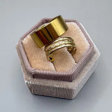 유품 정리품 반지 2개 세트 골드 앤티크 핑키링