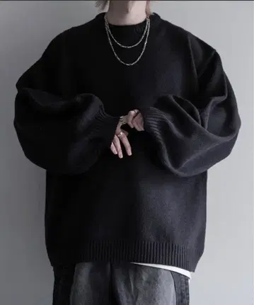 cussil 하이펑셔널 니트 와이드 벌룬 슬리브 루즈 스웨터