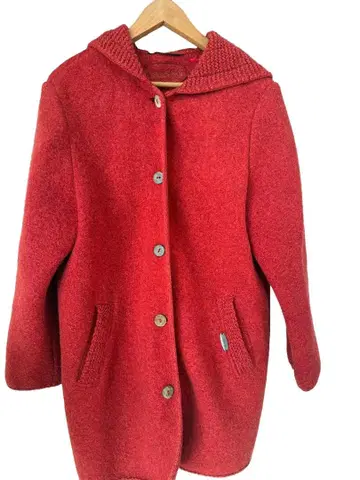 GEIGER 압축 울 후디드 코트 빨간색 (호주산) 빈티지