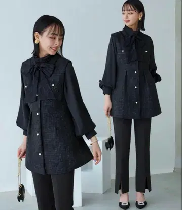 컬러 트위드 지레 & 슬림 스트레이트 팬츠 셋업 포멀 세레모니 수트