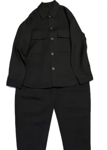 블랙 셔츠 자켓 테이퍼드 팬츠 셋업