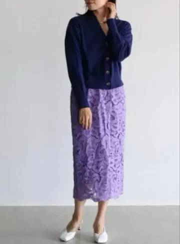 야마다야 Aga 아르가 레이스 스커트 퍼플 미사용 새상품