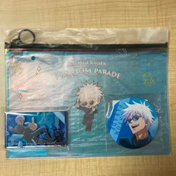 주술회전 팬파레 복권 고죠 사토루 캔뱃지 아크릴 블록 오로라 파우치