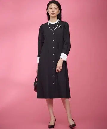 새상품 쿠미쿄쿠 우스터 라이크 크로스 셔츠 원피스 블랙 5사이즈 XL