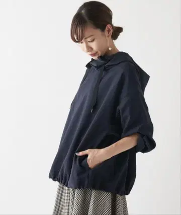 비어즐리 후드티 풀오버 네이비