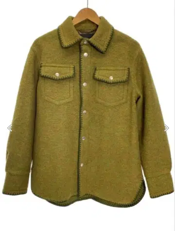 CABaN 울 플리스 오버 셔츠 그린 슬라이버 니트