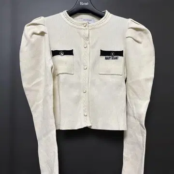 릴리 브라운 마리콴트 콜라보 퍼프 슬리브 가디건 화이트