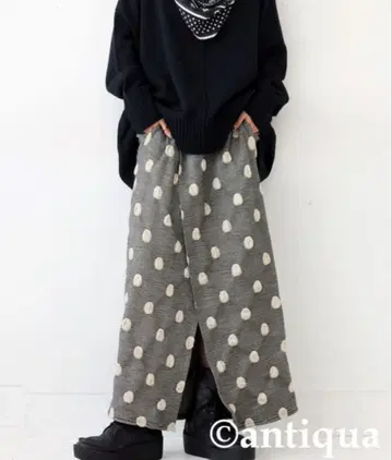 antiqua 도트 무늬 롱 스커트 그레이 미사용에 가까움