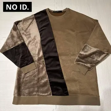 NO ID. 브라운 계열 컬러 블록 긴팔 티셔츠 롱티 오버 사이즈
