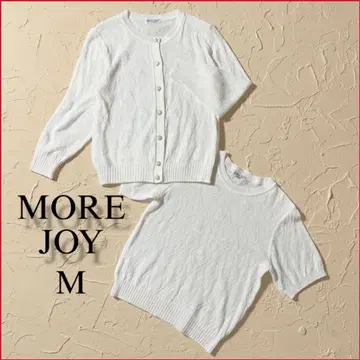 MORE JOY 나이가이 일본제 장미 자수 린넨 니트 앙상블 세트 화이트