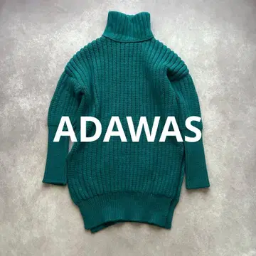 아다와스 오버 사이즈 튜닉 로우게이지 니트 터틀넥 두꺼운