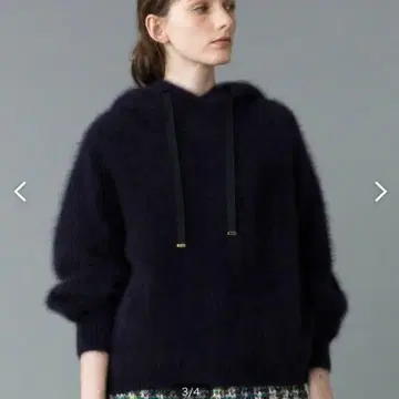 LOULOU WILLOUGHBY 니트 라쿤 후디 후드티 네이비