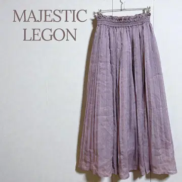 마제스틱 레곤 플리츠 롱 스커트 퍼플 시어 라메 키레이