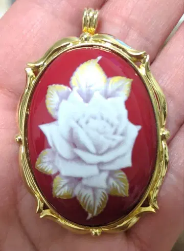 노리다케 화이트 장미 타원 2way 브로치