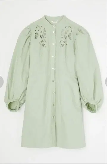 자수 장식 셔츠 미니 원피스