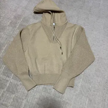 ZARA 베이지 후드 부착 니트 스웨터