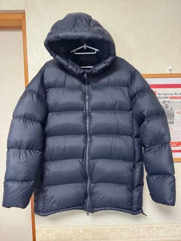 무인양품 네이비 후드 부착 다운 자켓 L