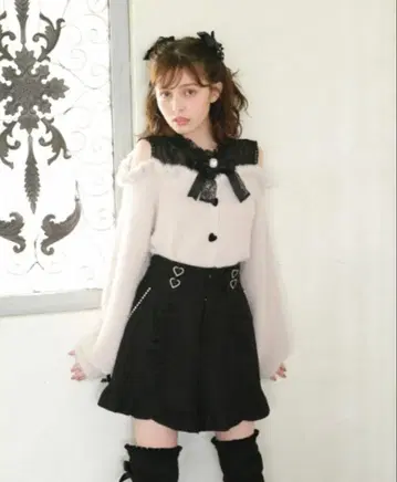 LIZLISA 레이어드 스타일 어깨 트임 니트 핑크