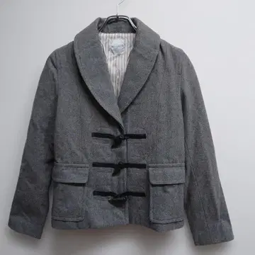 빔즈하트 더플 자켓 울 혼방 숏 방한 그레이 고급